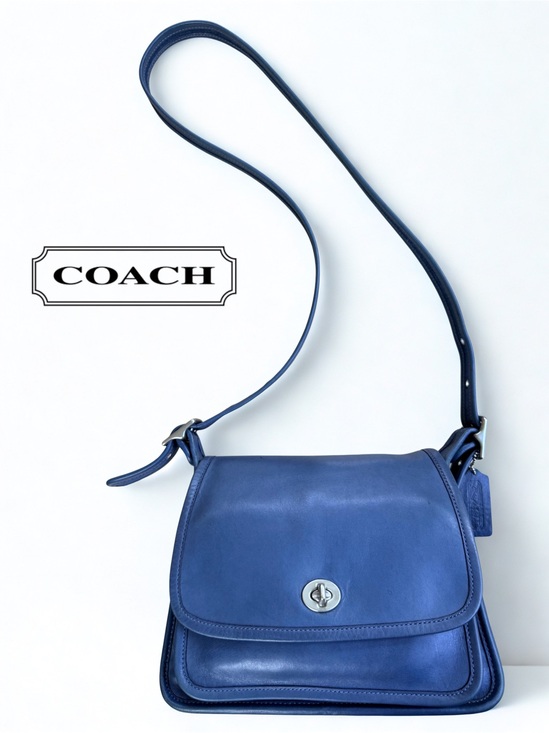 Coach Handbags - SOLD! Vintage Coach Cornflower Blue Leather Rambler's Legacy Crossbody Bag 9061
